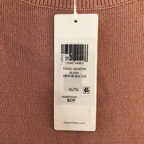 Eileen Fisher Sweater Blush Pink Rounded Neck High-Low Box Top Sz XL BNWT - Picture 10 of 10